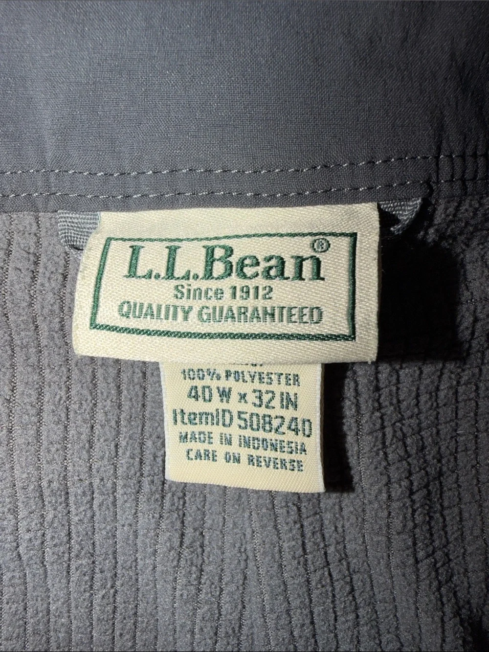 L.L. Bean Men's Fleece Lined Cargo Pants in Charcoal 40x 32